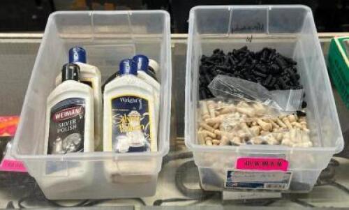 (2) BINS OF ACOUSTIC GUITAR PEGS AND POLISH