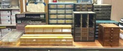 ASSORTED HARDWARE STORAGE BINS AS SHOWN