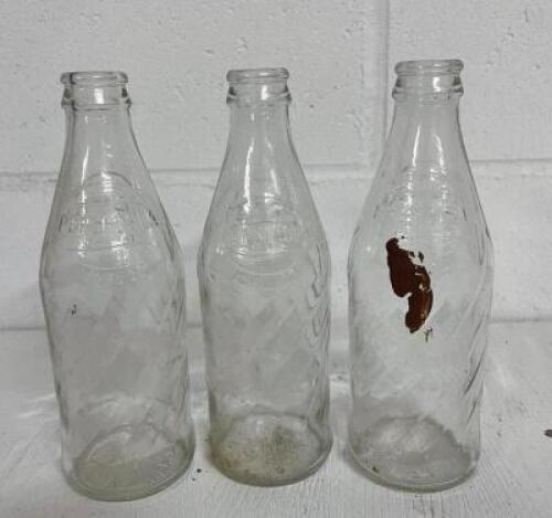 (3 PACK) GLASS PEPSI BOTTLES, VINTAGE