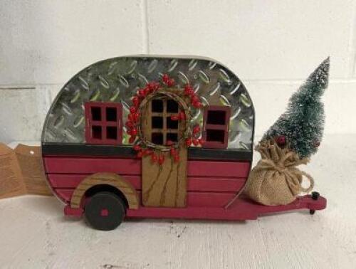 14" LIGHT UP CHRISTMAS CAMPER DECORATION
