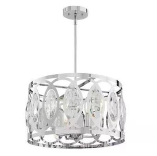 Westchester 4-Light Polished Chrome Round Drum Pendant Light