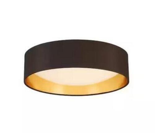 Orme 16 in. W x 4.53 in. H 1-Light Black/Gold LED Flush Mount with White Plastic Diffuser