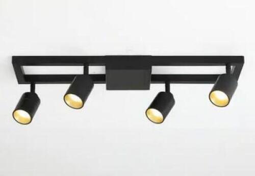 Black Modern Integrated LED Fixed Track Light, With Four 28-Watt Rotating Gimbal Heads, 3000K Interior Spotlights