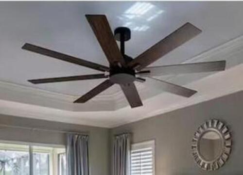 65 in. Indoor Outdoor Use Black Solid Wood Grain 8 Blade Propeller Ceiling Fan with Remote Control, 5-Speed Adjustable