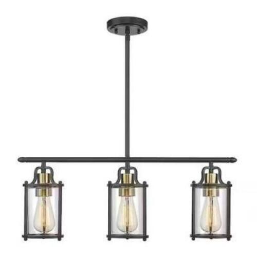 Modern 3-Light Black and Gold Kitchen Island Pendant Lighting Chandelier for Kitchen Island Dining Room