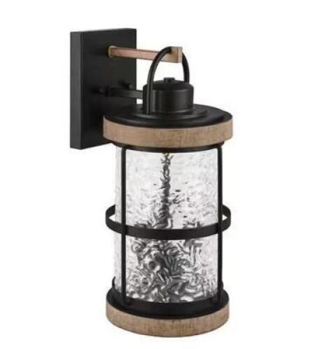 Fuller Park 16 in. 3-Light Matte Black Outdoor Wall Sconce Cylinder Lamp