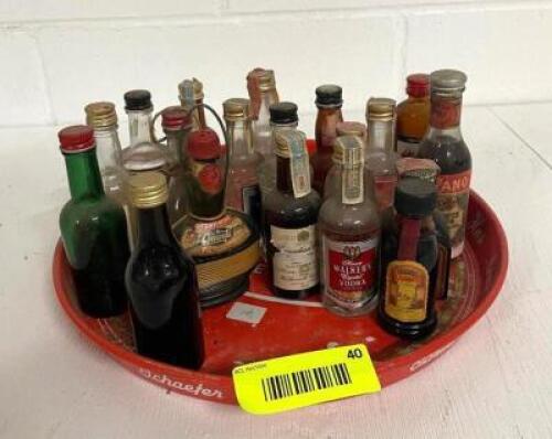 BEER TRAY WITH ASSORTED LIQUOR BOTTLES (SEE ALL PHOTOS)