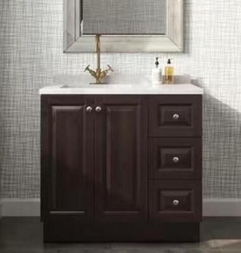 Northwood 37 in. W x 19 in. D x 38 in. H Single Sink Bath Vanity in Dusk with Silver Ash Engineered Solid Surface Top