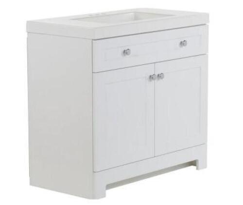 Everdean 36.5-inch W x 34.4-inch H x 18.75-inch D Bathroom Vanity in White with Cultured Marble Countertop/Rectangular Sink
