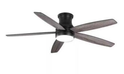 Ashby Park 60 in. Integrated White Color Changing LED Matte Black Ceiling Fan with Light Kit and Remote Control