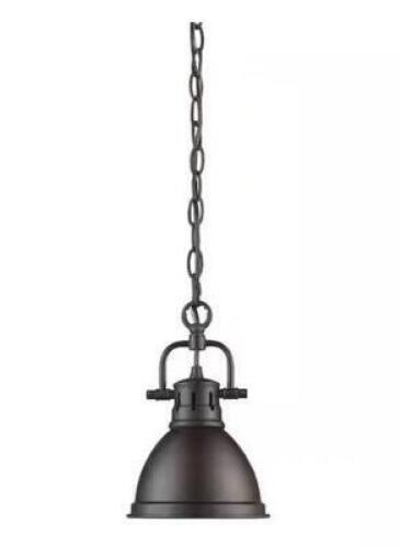 Duncan 1-Light Rubbed Bronze Mini Pendant with Rubbed Bronze Shade (Chain)