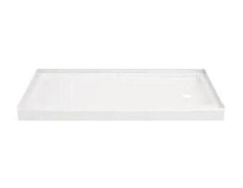 Classic 500 60 in. L x 32 in. W Alcove Shower Pan Base with Right Drain in High Gloss White