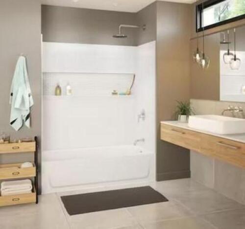 Nextile 30 in. x 60 in. x 60 in. 4-Piece Direct-to-Stud Alcove Tub Surround in White