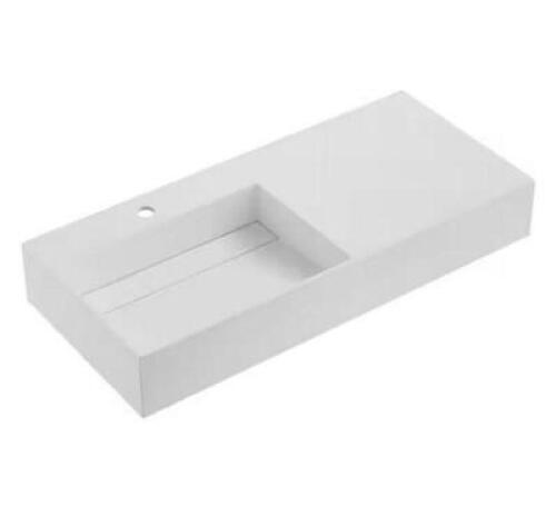 40 in. Wall-Mount or Countertop Bathroom Hidden Drain with Large Square Bowl in Matte White