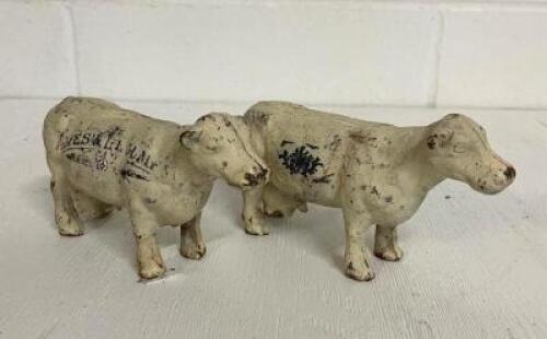 (2) FRENCH CAST IRON COW DECORATIONS (BOTH 6")