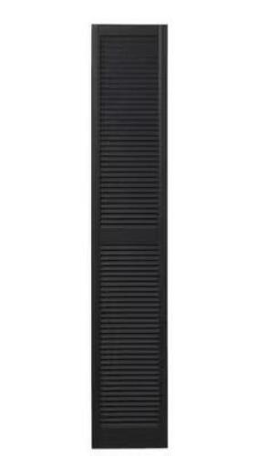 15 in. x 81 in. Open Louvered Polypropylene Shutters Pair in Black
