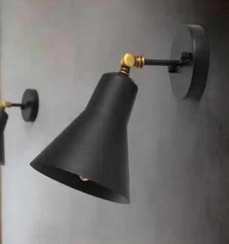 Modern Black and Brass 1-Light Swivel Wall Sconce with Bell Metal Shade Industrial Wall Light Transitional Wall Lamp