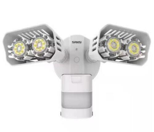 18-Watt White Motion Activated Outdoor Integrated LED Flood Light