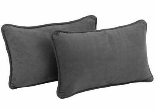Ashley Rectangular Microsuede Back Support Throw Pillows in Chocolate (Set of 2)