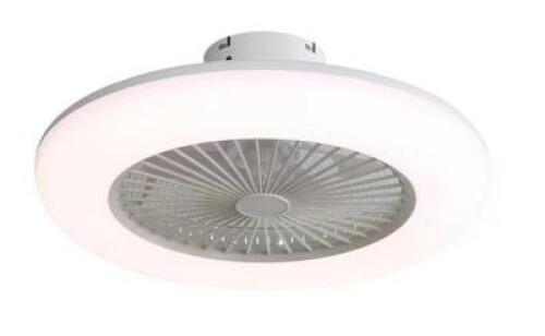 22in White Integrated LED Flush Mount Fandelier Ceiling Fan with Adjustable Light, Remote, 7 Blade