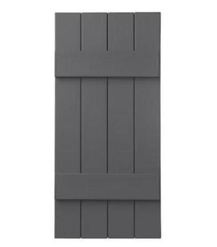 (2) - 15 in. x 39 in. Polypropylene 4-Board Closed Board and Batten Shutters Pair in Gray