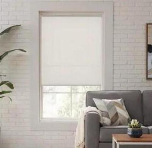 (2) - Cut-to-Size Off White Cordless Light Filtering Fabric Roller Shade 55.25 in. W x 72 in. L