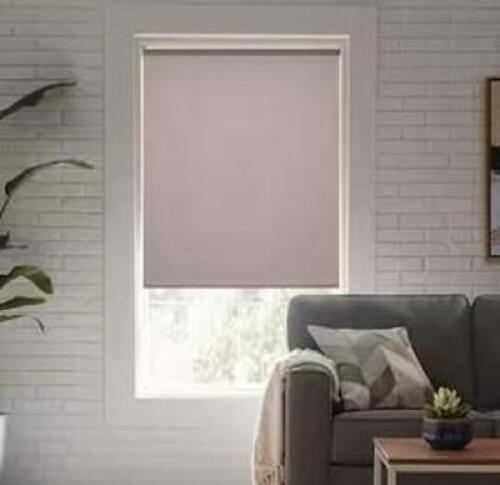 (2) - Cut to Size Gray Cordless Blackout Fabric Roller Shade 73.25 in. W x 72 in. L