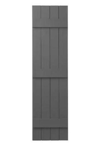(2) - 15 in. x 59 in. Polypropylene 4-Board Closed Board and Batten Shutters Pair in Gray