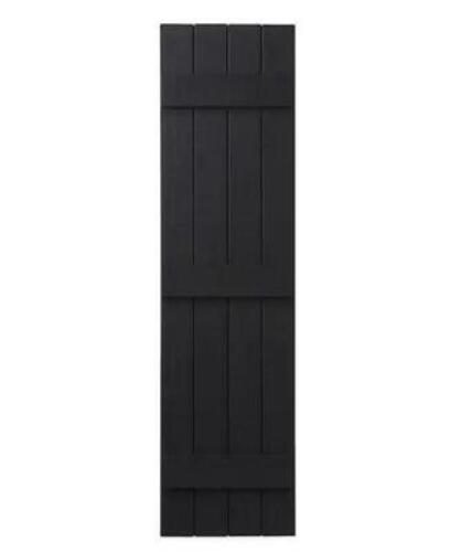 (2) - 15 in. x 63 in. Polypropylene 4-Board Closed Board and Batten Shutters Pair in Black