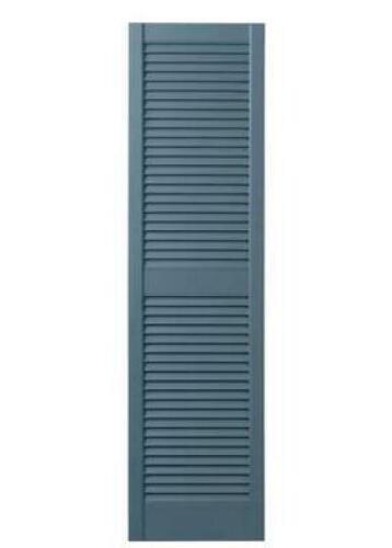 (2) - 15 in. x 59 in. Open Louvered Polypropylene Shutters Pair in Coastal Blue