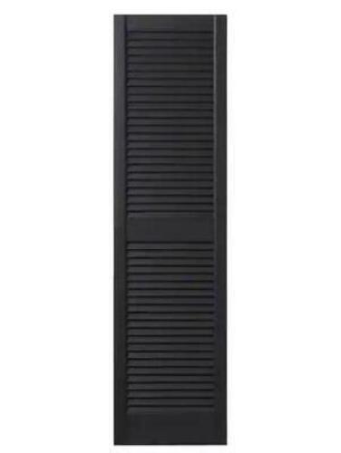 (2) - 12 in. x 55 in. Open Louvered Polypropylene Shutters Pair in Black