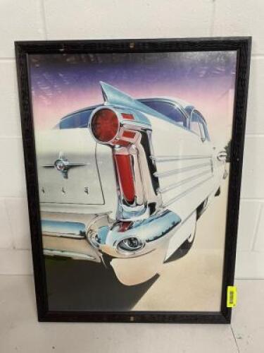 23" X 31" VINTAGE CAR FRAMED PICTURE