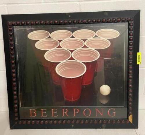 27" X 31" FRAMED BEER PONG PICTURE