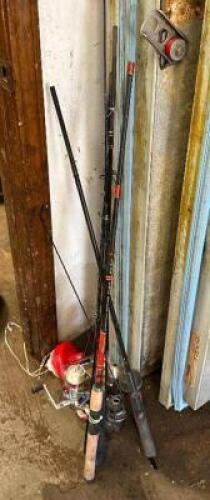 (4)- ASSORTED FISHING RODS AND REELS