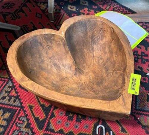 16" X 16" HEART SHAPED WOOD BOWL