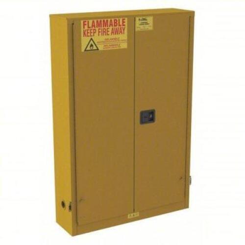 DESCRIPTION: (1) FLAMMABLES SAFETY CABINETBRAND/MODEL: CONDOR #491M68INFORMATION: YELLOWSIZE: 30 GAL CAPACITY,&nbsp;43 in x 12 in x 65 inRETAIL$: $435.79 EAQTY: 1