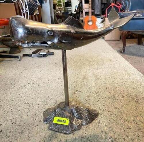 19" X 19" WHALE DECORATIONON STAND, METAL