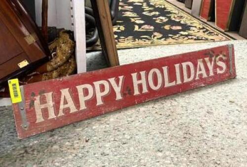 36" X 6" HAPPY HOLIDAYS SIGN, WOOD