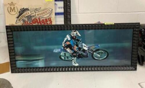 39" X 15" MOTORCROSS FRAMED PICTURE