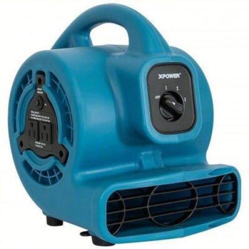 DESCRIPTION: (1) AIR MOVER BRAND/MODEL: XPOWER #799H63 INFORMATION: BLUE SIZE: 600 cfm, Fixed Frame, 3 Speeds, 1/8 hp, 115V, 10 ft Cord, Blue, Variabl
