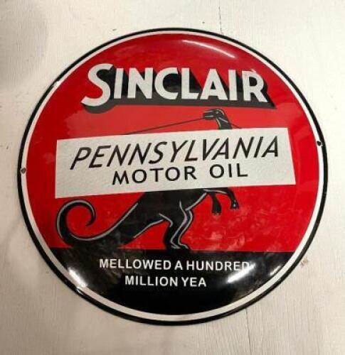 11" SINCLAIR OIL 100% PORCELAIN SIGN - VINTAGE STYLE