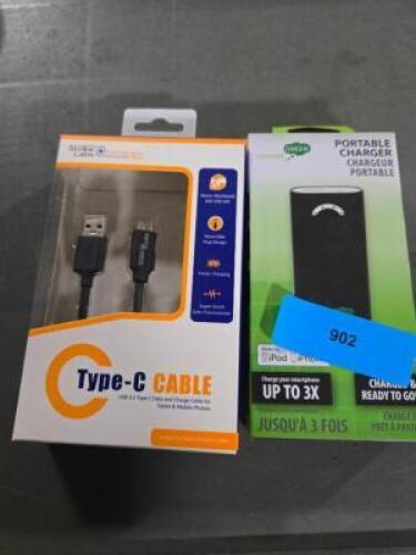DESCRIPTION: (1) PHONE CHARGING BANK WITH USB-C CORD BRAND/MODEL: CONCEPT GREEN CG4400-B RETAIL$: $50.20 QTY: 1