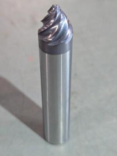 DESCRIPTION: (2) SOLID CARBIDE BARREL CUTTER TAPER FORM END MILL BRAND/MODEL: ACCUPRO 03313640 SIZE: 30 DEG ANGLE/SIDE 7/16" LOC 1/2" SD RETAIL$: $201