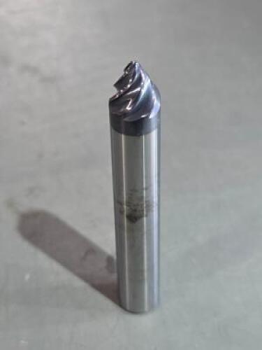 DESCRIPTION: (2) CARBIDE TAPER FORM BARREL CUTTER END MILLS BRAND/MODEL: ACCUPRO 033212873 SIZE: 30 DEG ANG./SIDE 0.3218" LOC 3/8" SD RETAIL$: $330.24