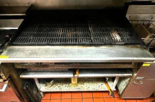 DESCRIPTION ULTRA MAX 48" RADIANT CHARBROILER W/ STAINLESS EQUIPMENT STAND BRAND / MODEL: ULTRA MAX ADDITIONAL INFORMATION NATURAL GAS. W/ QUICK CONNE