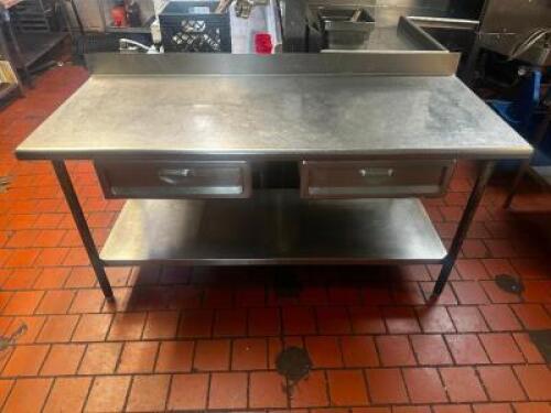 DESCRIPTION 72" X 30" ALL STAINLESS TABLE W/ 4" BACK SPLASH SIZE 72" X 30" LOCATION KITCHEN QTY 1