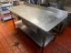 DESCRIPTION 72" X 30" ALL STAINLESS TABLE W/ 4" BACK SPLASH SIZE 72" X 30" LOCATION KITCHEN QTY 1 - 3