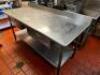 DESCRIPTION 72" X 30" ALL STAINLESS TABLE W/ 4" BACK SPLASH SIZE 72" X 30" LOCATION KITCHEN QTY 1 - 4