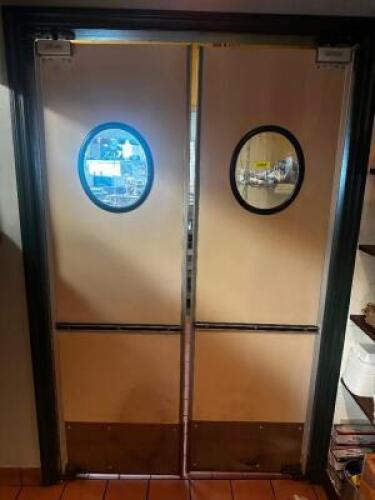 DESCRIPTION ELIASON DOUBLE SWINGING KITCHEN DOOR. LOCATION KITCHEN QTY 1