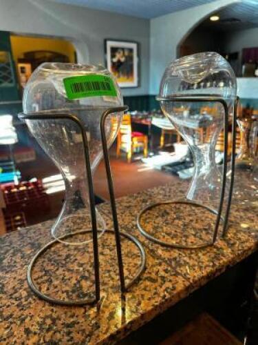 DESCRIPTION (2) GLASS WINE CARAFES W/ STANDS THIS LOT IS: SOLD BY THE PIECE LOCATION ROOM 1 QTY 2